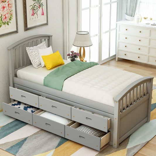 Charley Platform Storage Bed with 6 Drawers