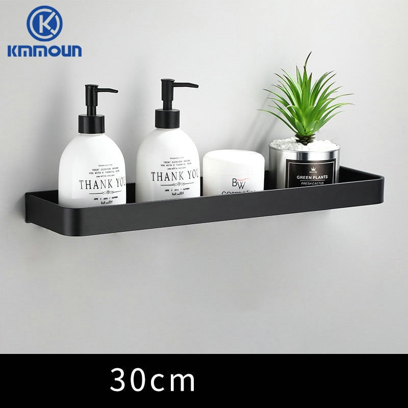 Black / White Bathroom Shelf Shampoo Holder Kitchen Storage Rack Bathroom Hardware Space Aluminum Shower Room Accessory