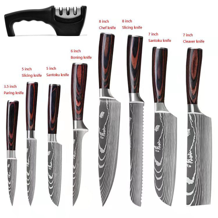 Stainless Steel Damascus Assorted Chef Knives Set