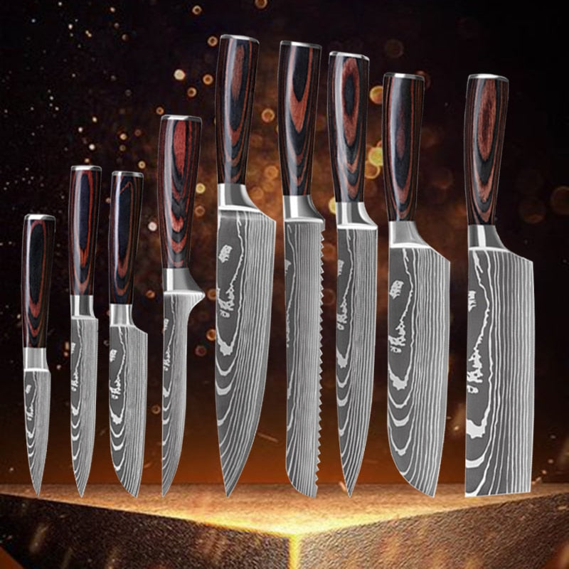 Stainless Steel Damascus Assorted Chef Knives Set