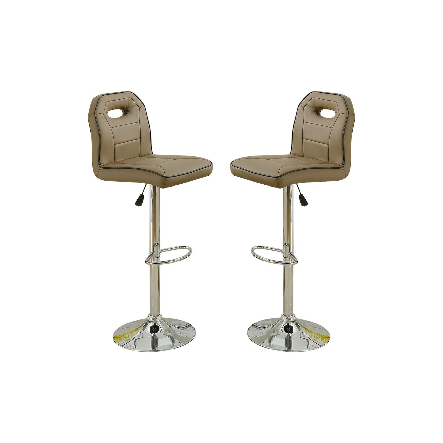 Accented Piping Trim Faux Leather Bar Stools (Set of 2) - Demine Essentials