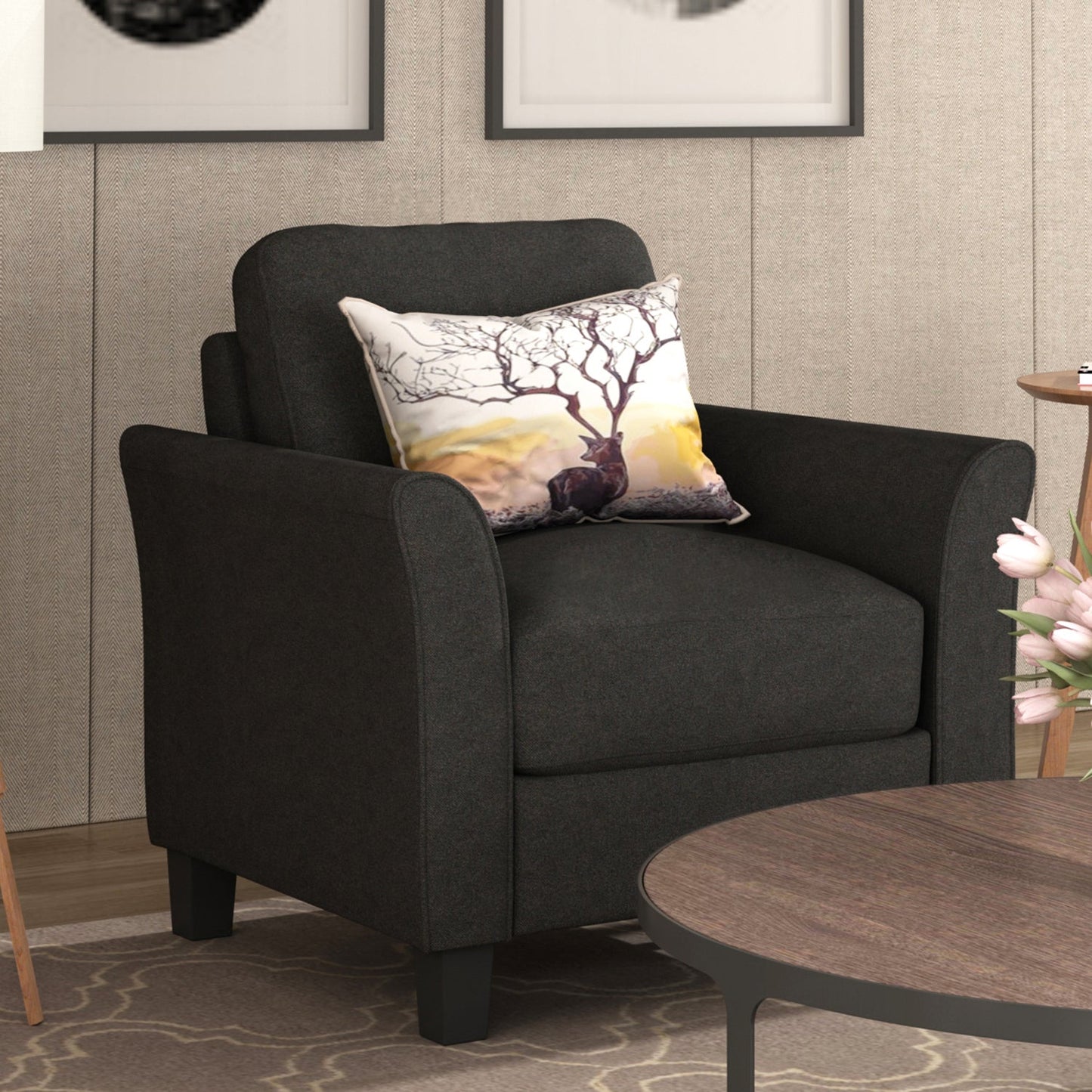 Armrest Single Sofa - Black - Demine Essentials