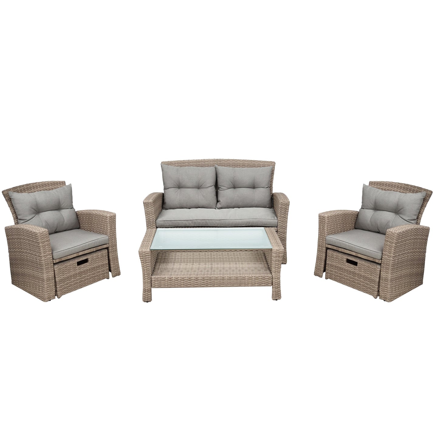 Channel Patio Furniture Set 4pc Outdoor All Weather Wicker Sectional - Demine Essentials
