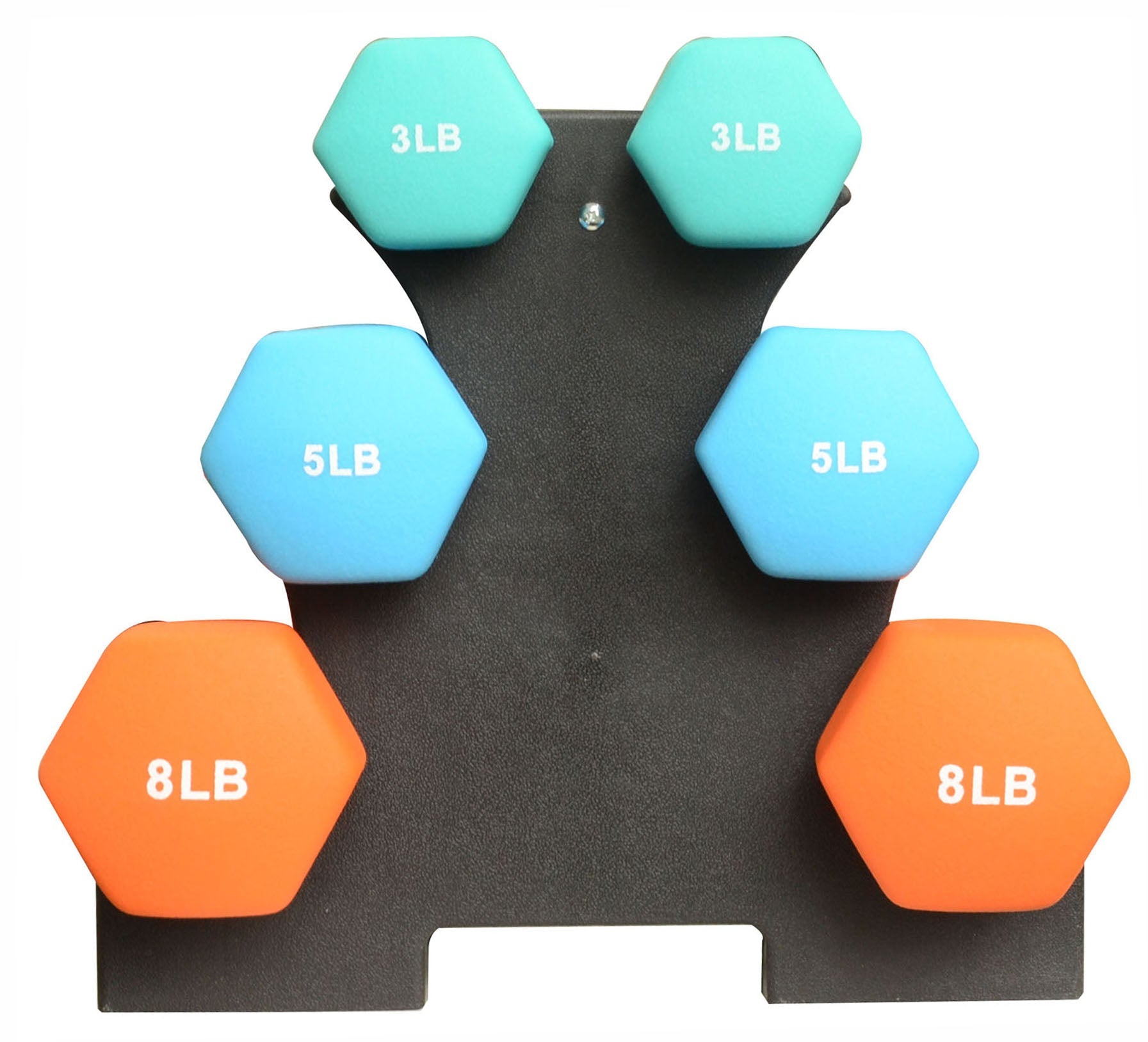Colored Neoprene Coated Dumbbell Set with Stand - Demine Essentials