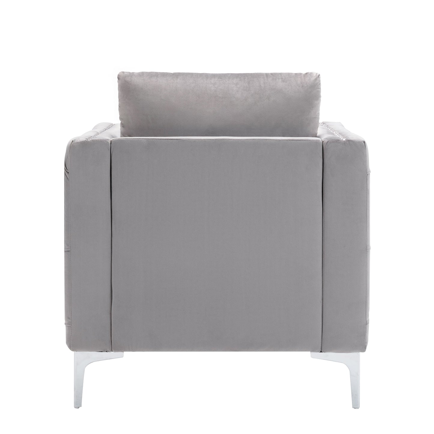 Farrah Velvet Tufted Button Accent Chair - Grey - Demine Essentials