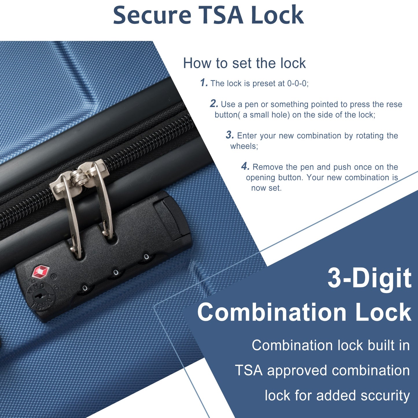 Hardshell Luggage Spinner Suitcase with TSA Lock Lightweight 20in - Demine Essentials