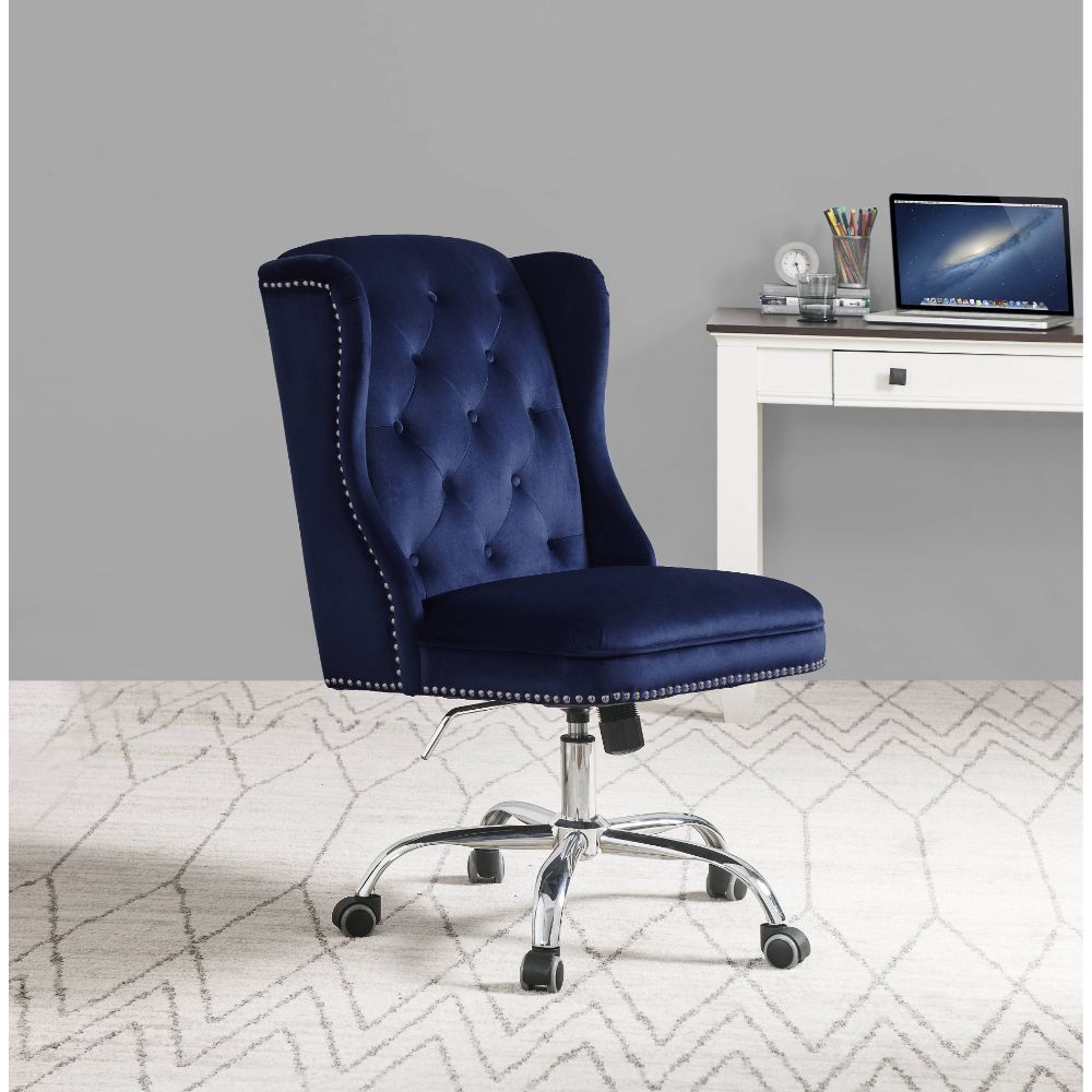 Jamesia Office Chair, Midnight Blue Velvet 92665 - Demine Essentials