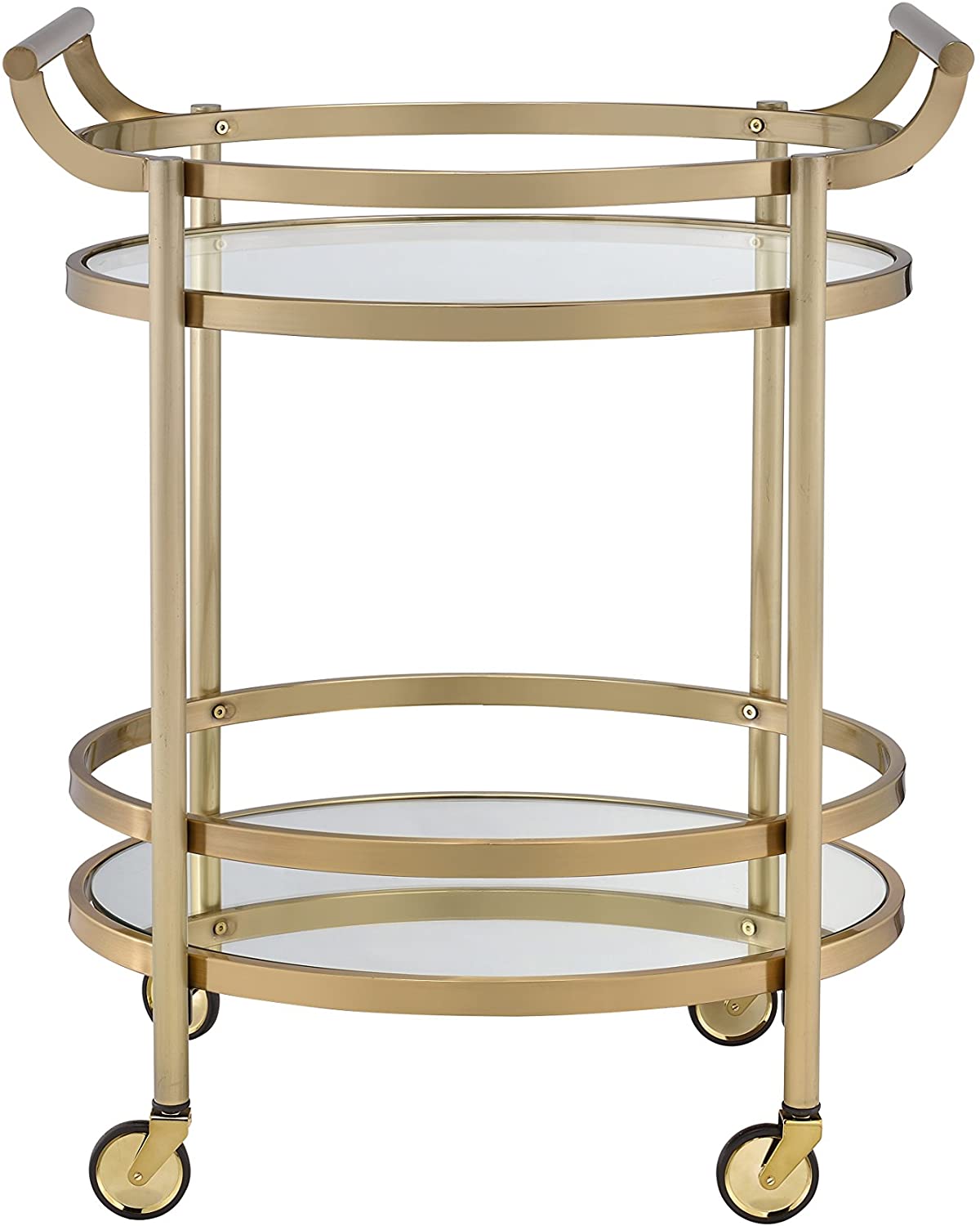 Lakelyn Serving Cart Brushed Bronze & Clear Glass - Demine Essentials