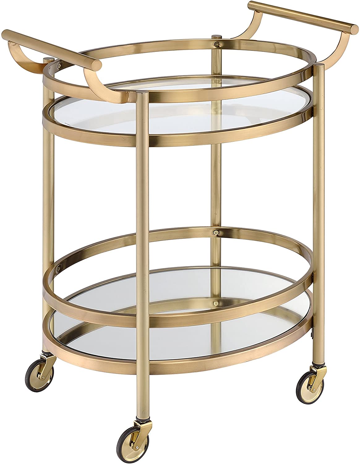 Lakelyn Serving Cart Brushed Bronze & Clear Glass - Demine Essentials
