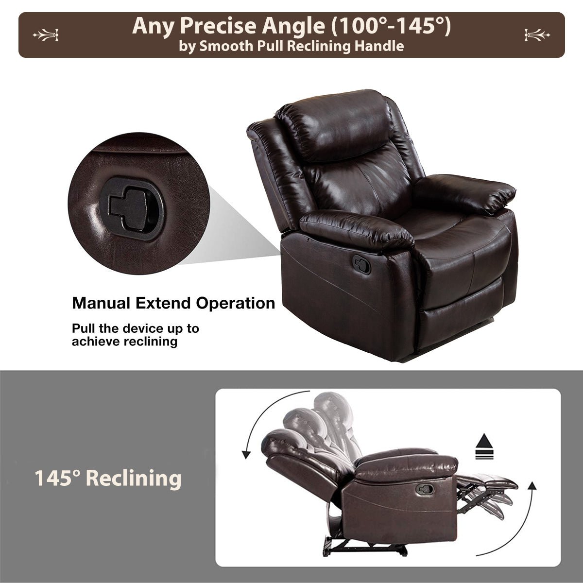 Leather Reclining Sofa Set (1+2-Seat) - Demine Essentials