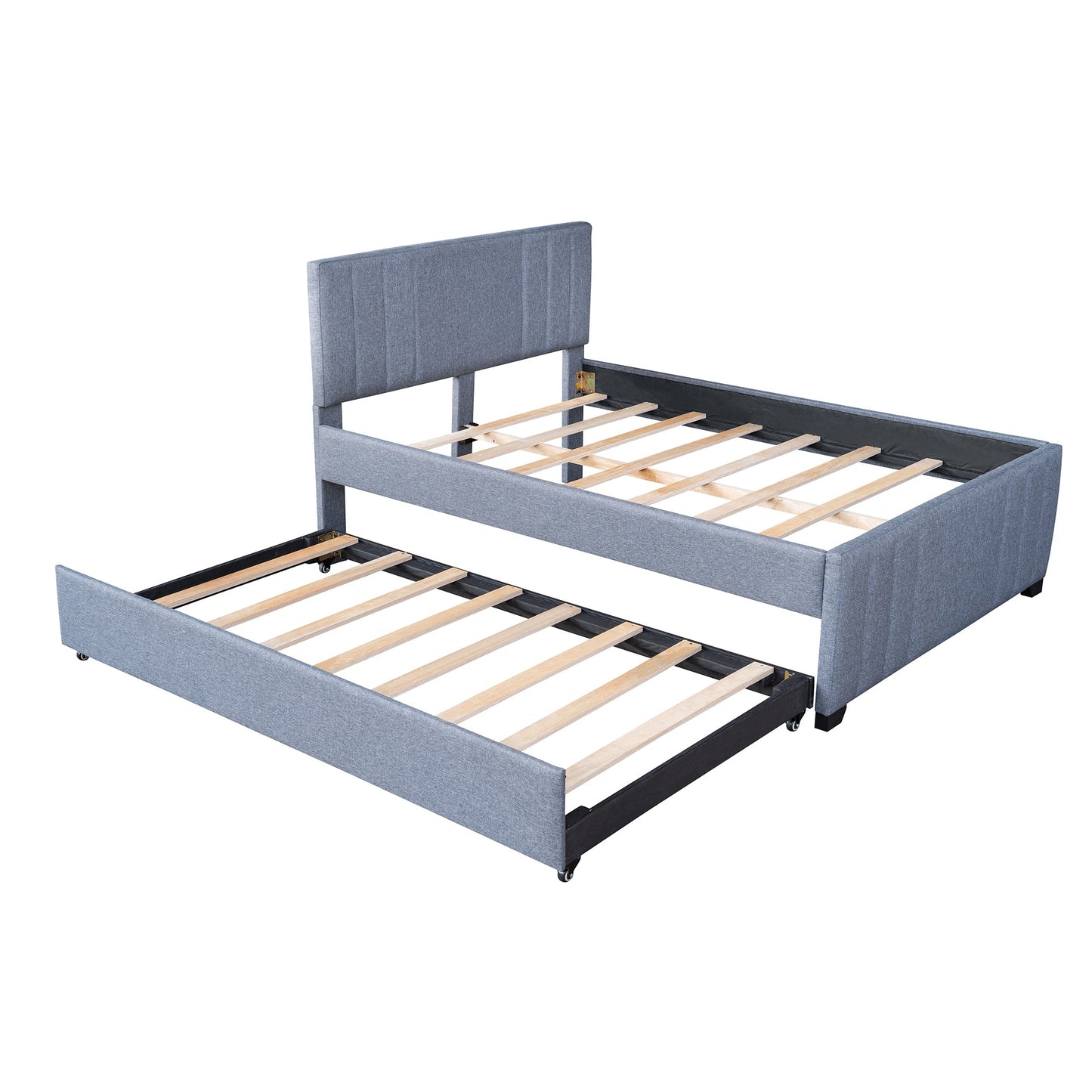 Full Upholstered Platform Bed with Trundle Gray - Demine Essentials