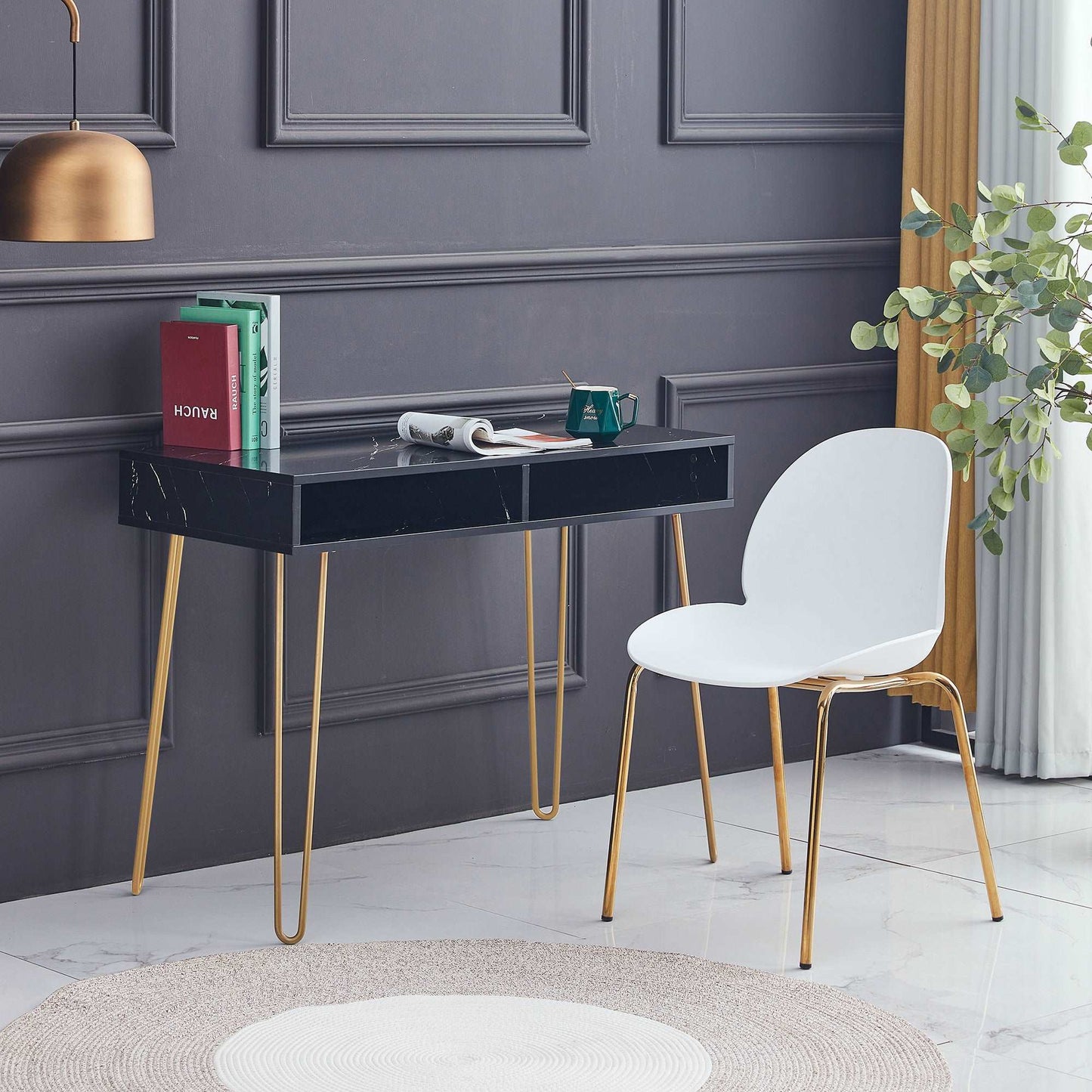 Beauty Table  Console Table Black Marble