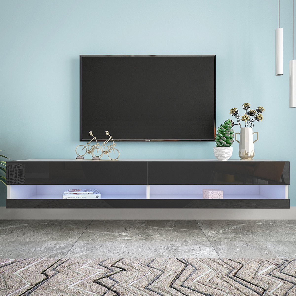 Mounted Floating 80& TV Stand with 20 Color LEDs