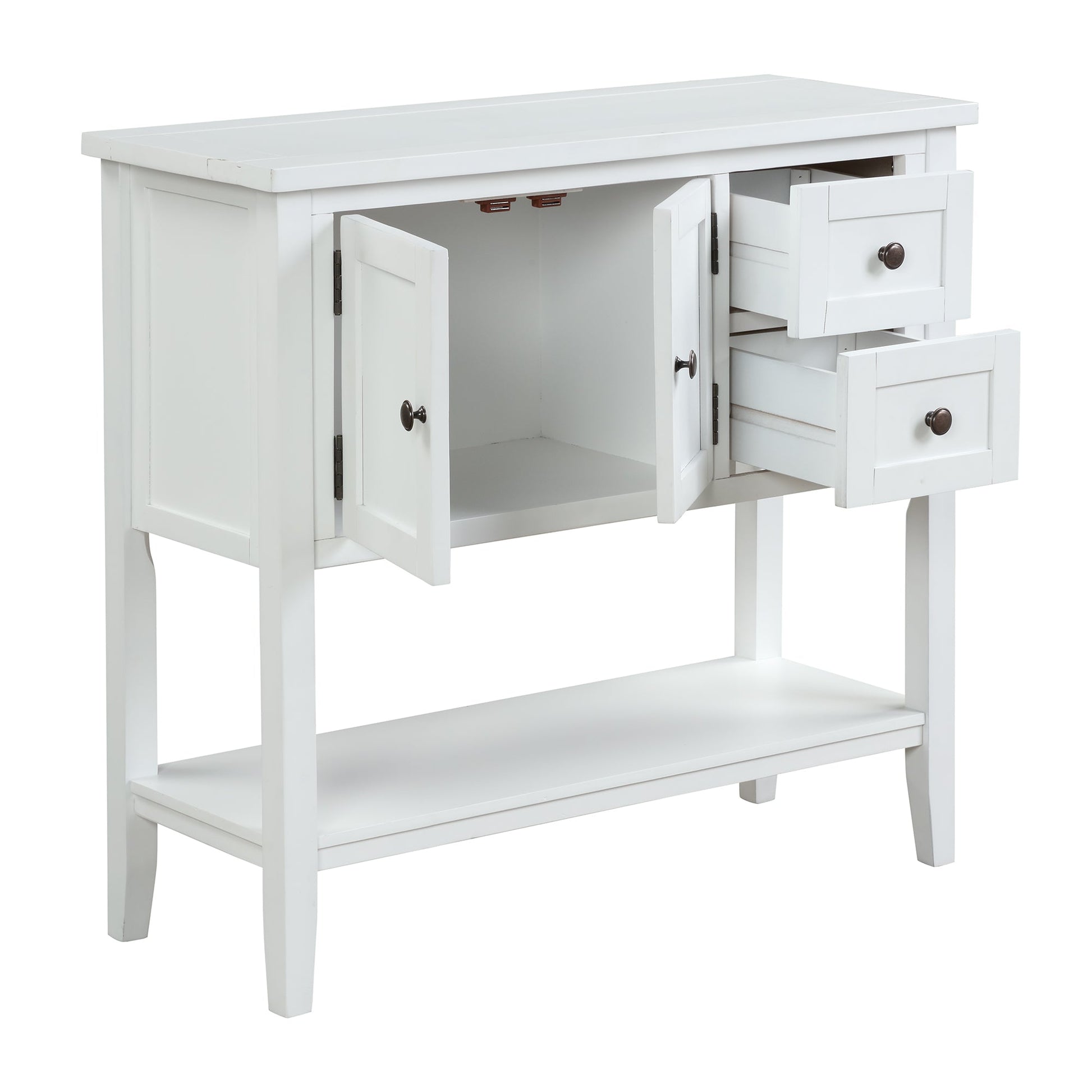Modern Console Table with 2 Drawers, 1 Cabinet and 1 Shelf White - Demine Essentials