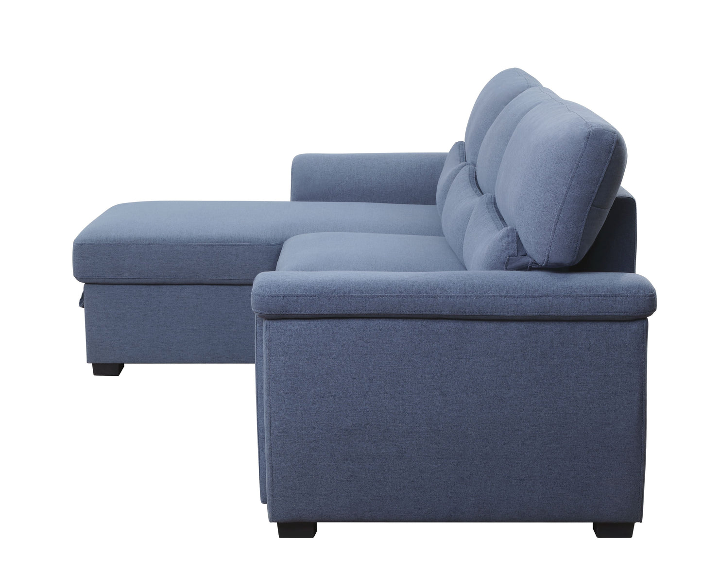 Noemi Reversible Storage Sleeper Sectional Sofa, Blue Fabric 55540 - Demine Essentials