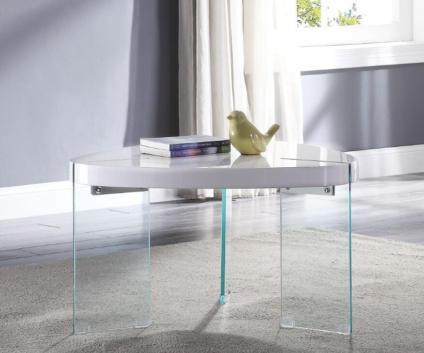 Noland Coffee Table - White High Gloss & Clear Glass