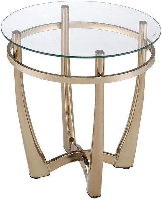 Orlando II End Table in Champagne & Clear Glass 81612 - Demine Essentials