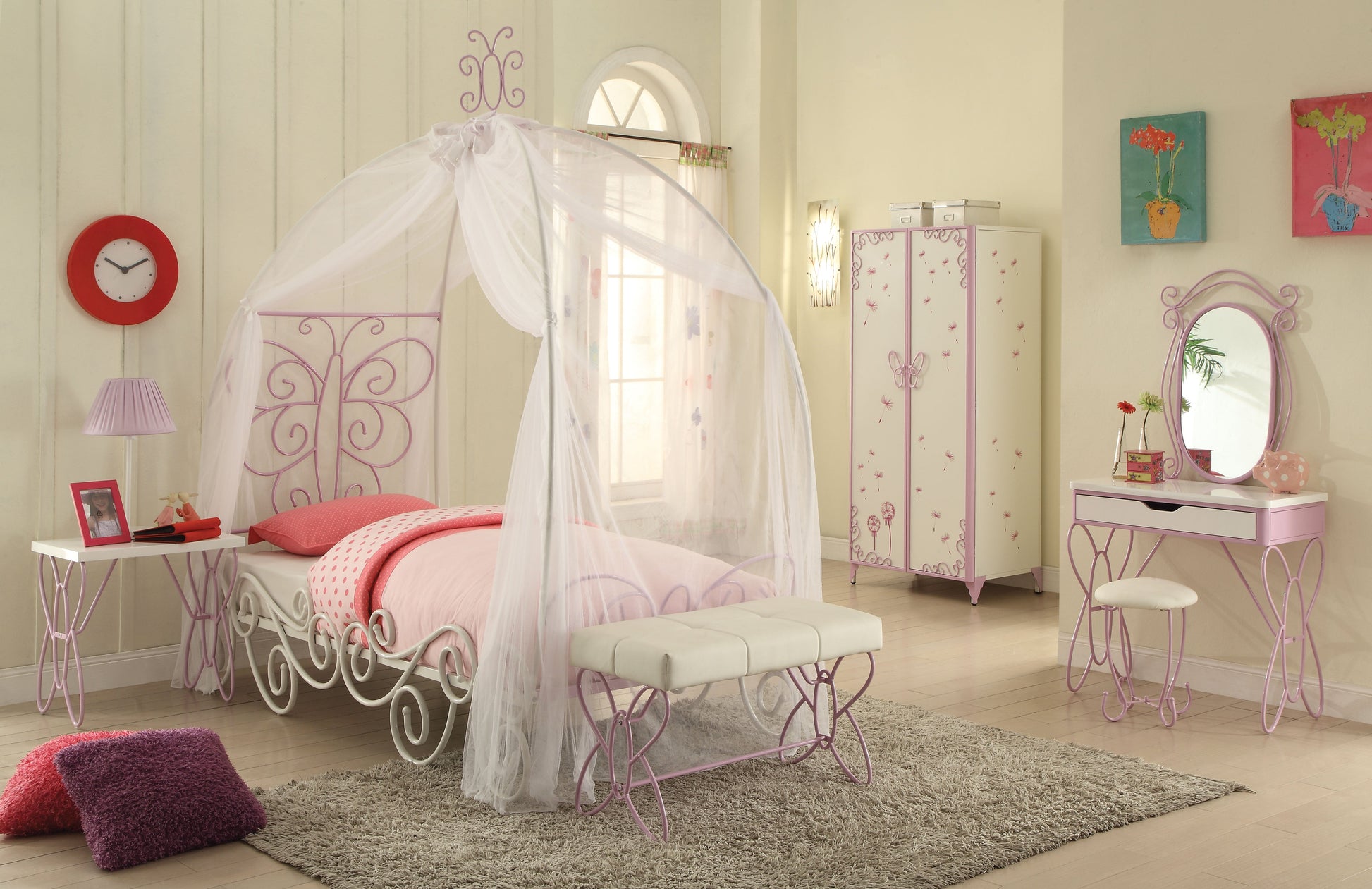 Priya II Full Bed in White  Light Purple 30535F - Demine Essentials