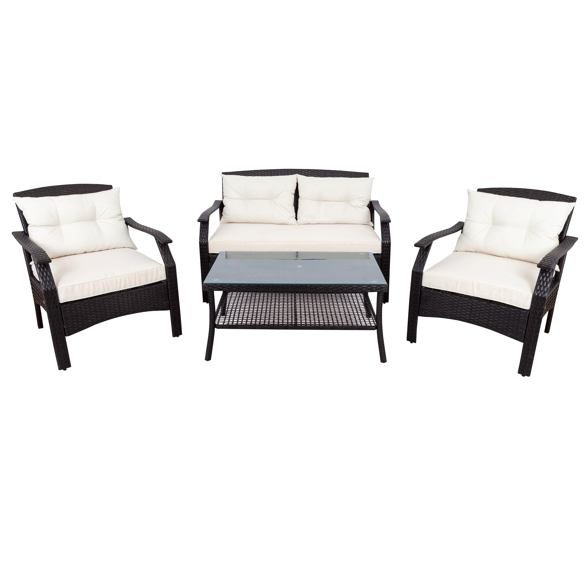 Rattan Sofa Seating Group with Cushions 4 pc - Demine Essentials
