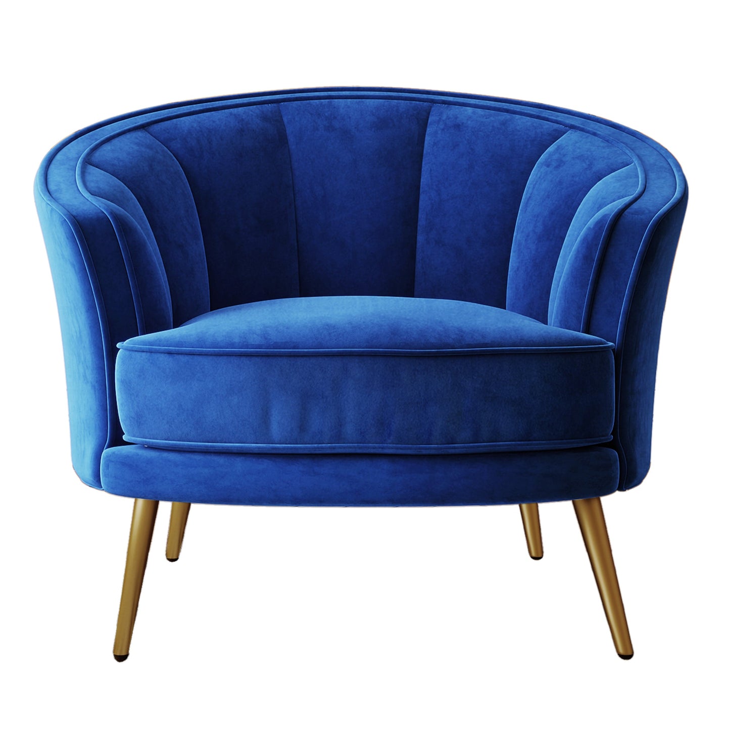Modern Velvet Accent Barrel Chair Upholstered Armchair Blue - Demine Essentials