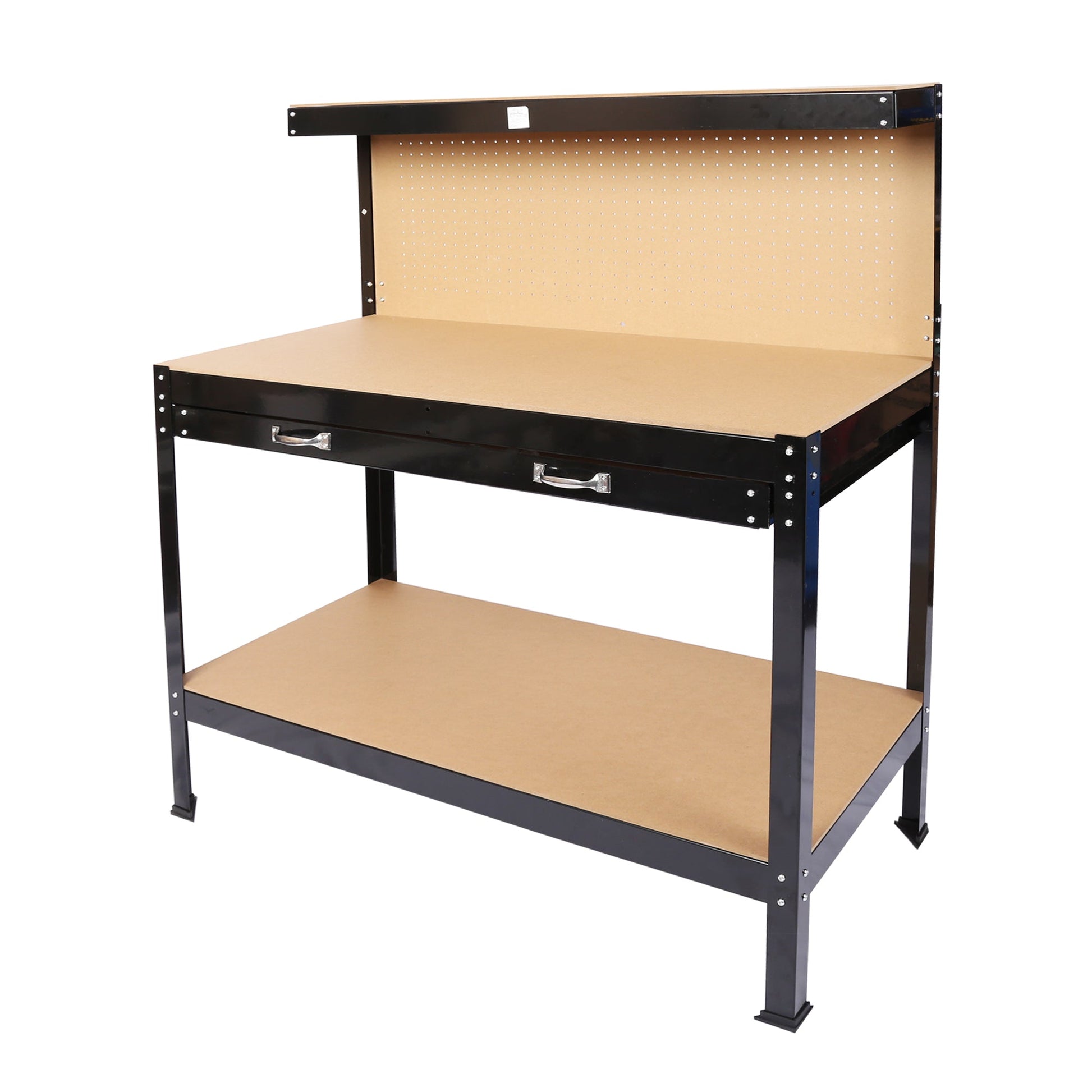 Steel Workbench Tool Storage Work Bench Workshop Tools Table W/Drawer and Peg Board 63" - Demine Essentials