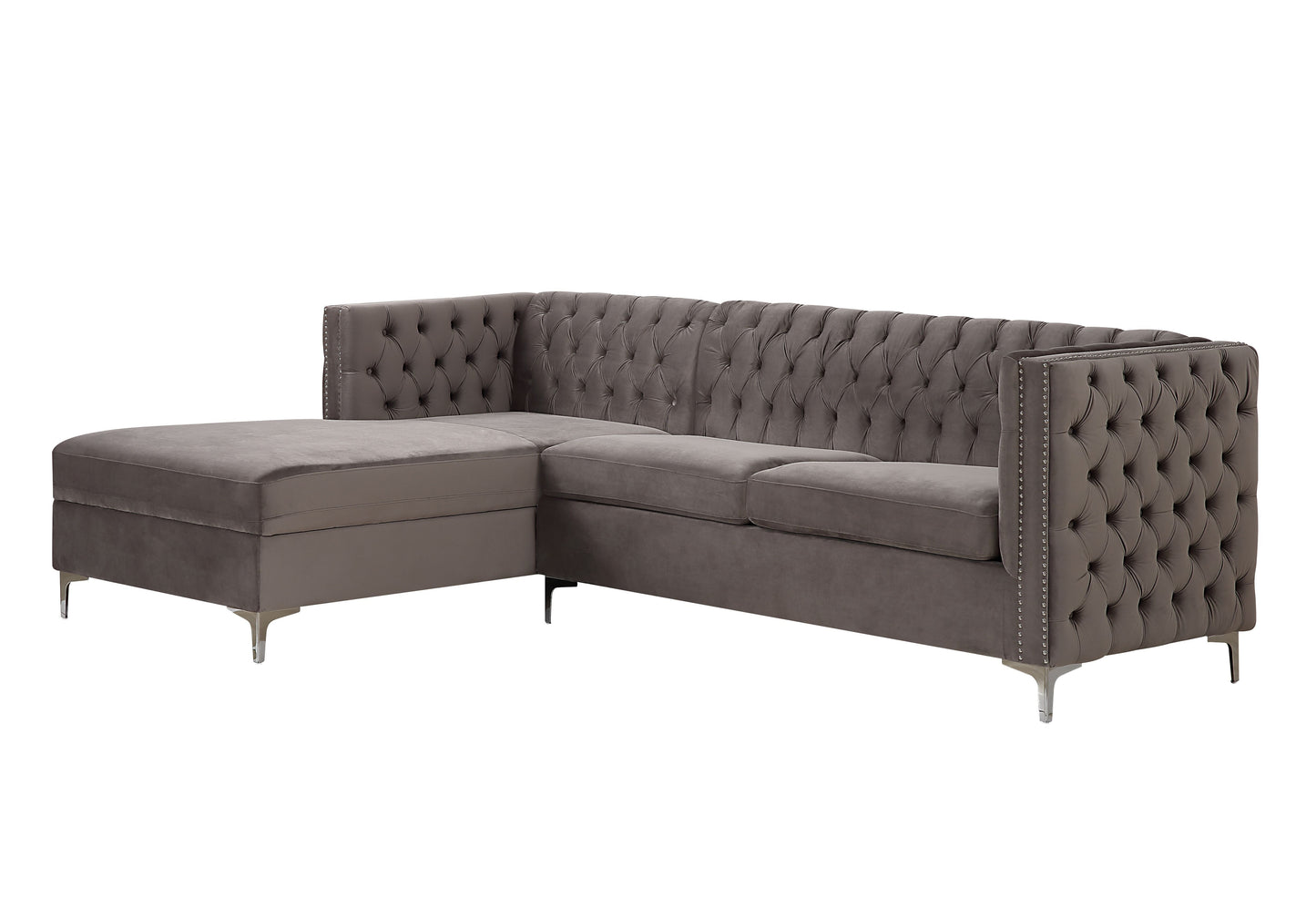 Sullivan Sectional Sofa Gray Velvet - Demine Essentials