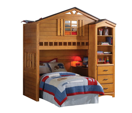 Tree House Loft Bed (Twin Size) in Rustic Oak 10160 - Demine Essentials